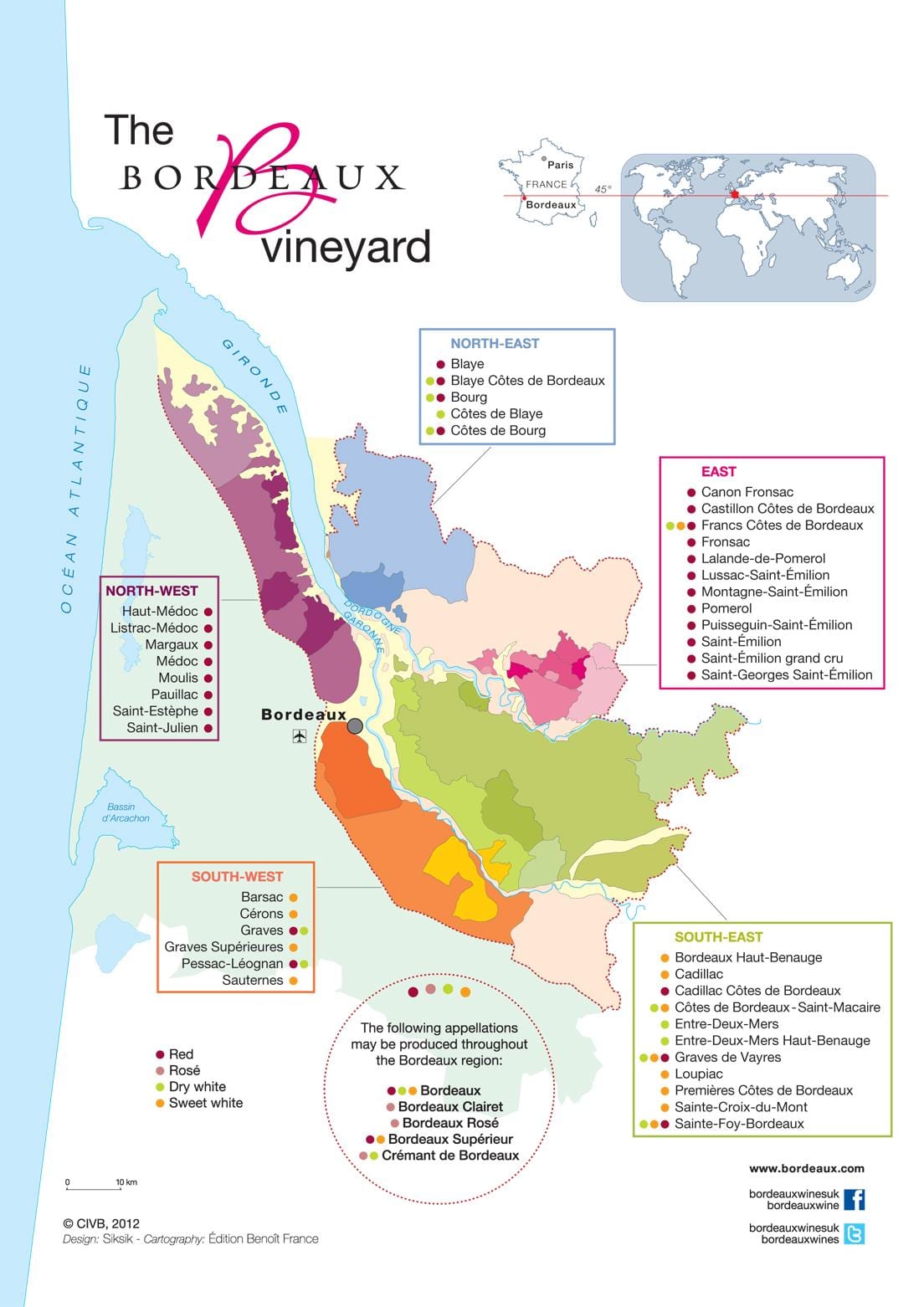 peta negara anggur Bordeaux