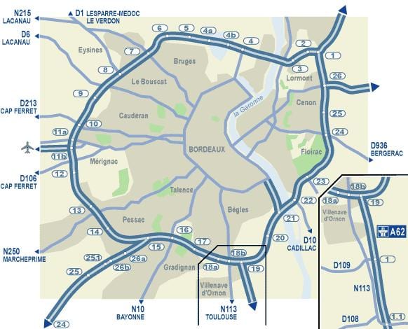 Bordeaux peta jalan
