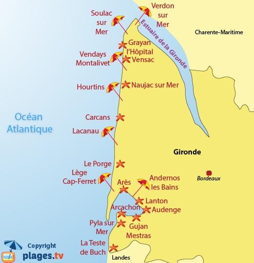 peta Bordeaux pantai