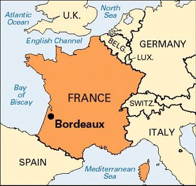 Bordeaux pada peta