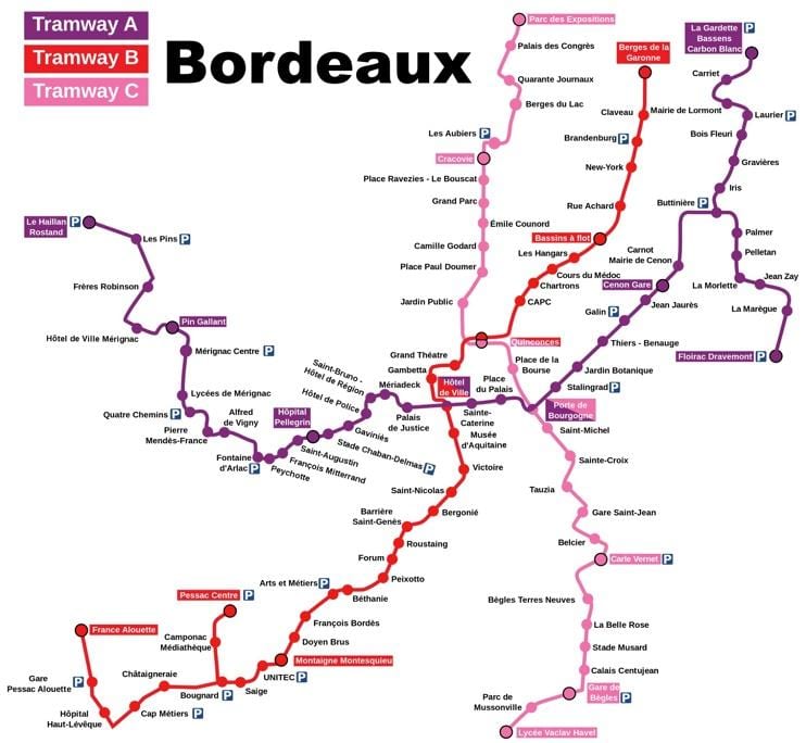 Bordeaux peta metro