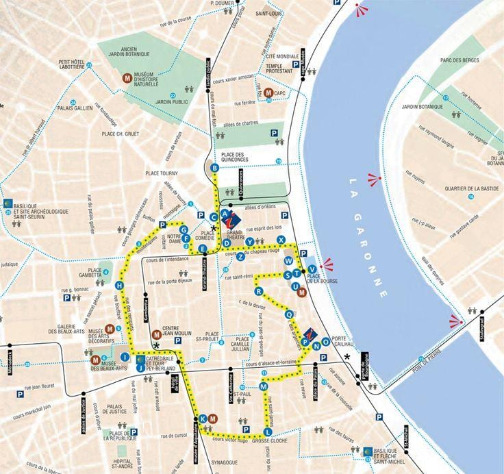 peta Bordeaux berjalan tour