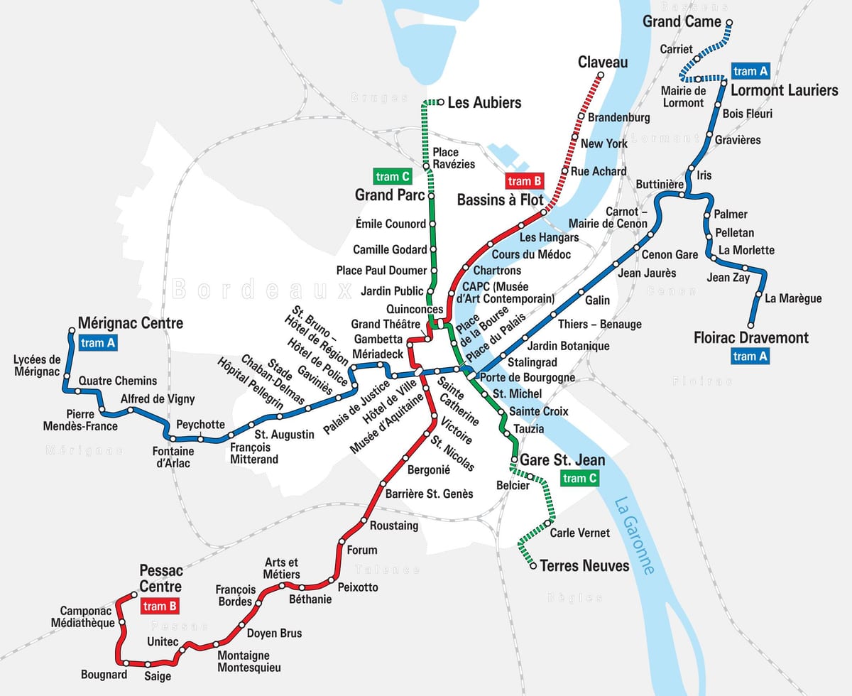 Bordeaux trem peta laluan