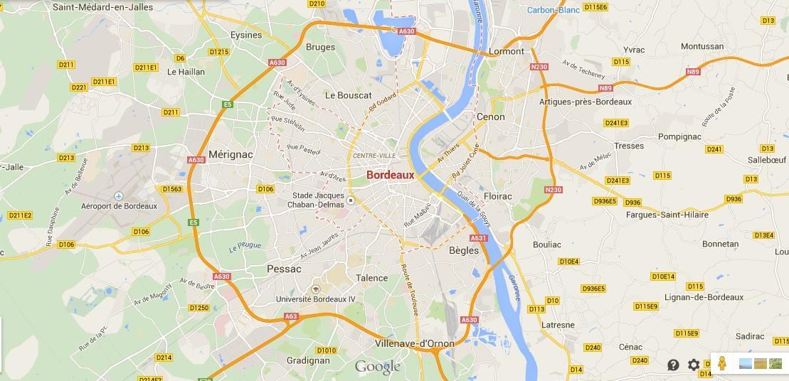 peta Bordeaux kawasan perancis
