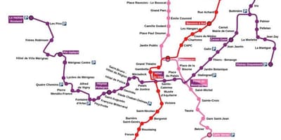 Peta Bordeaux stesen